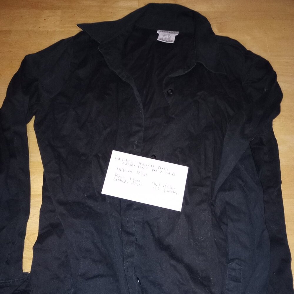 George Stretch Black Button Down Dress Shirt Medium